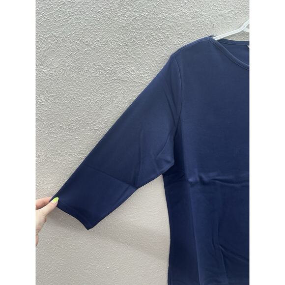 Drapers & Damons Womens Shirt Size Large Blue 3/4 Sleeve Boatneck M14604 - Picture 2 of 11